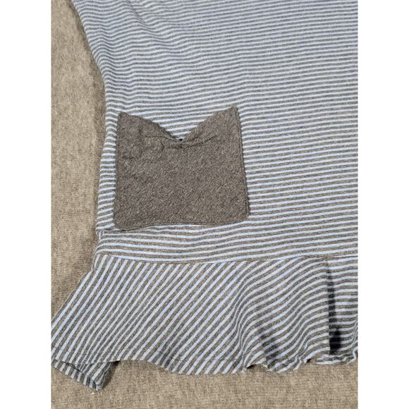 Lur Fashion For Change Gray Stripe‎ V-Neck Tunic Top Pockets Women's Size Large - Picture 13 of 13